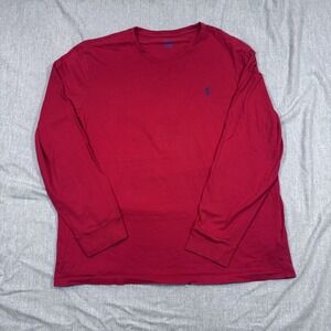 Polo Ralph Lauren Shirt Mens XL Red Custom Slim Fit Long Sleeve Embroidered Pony